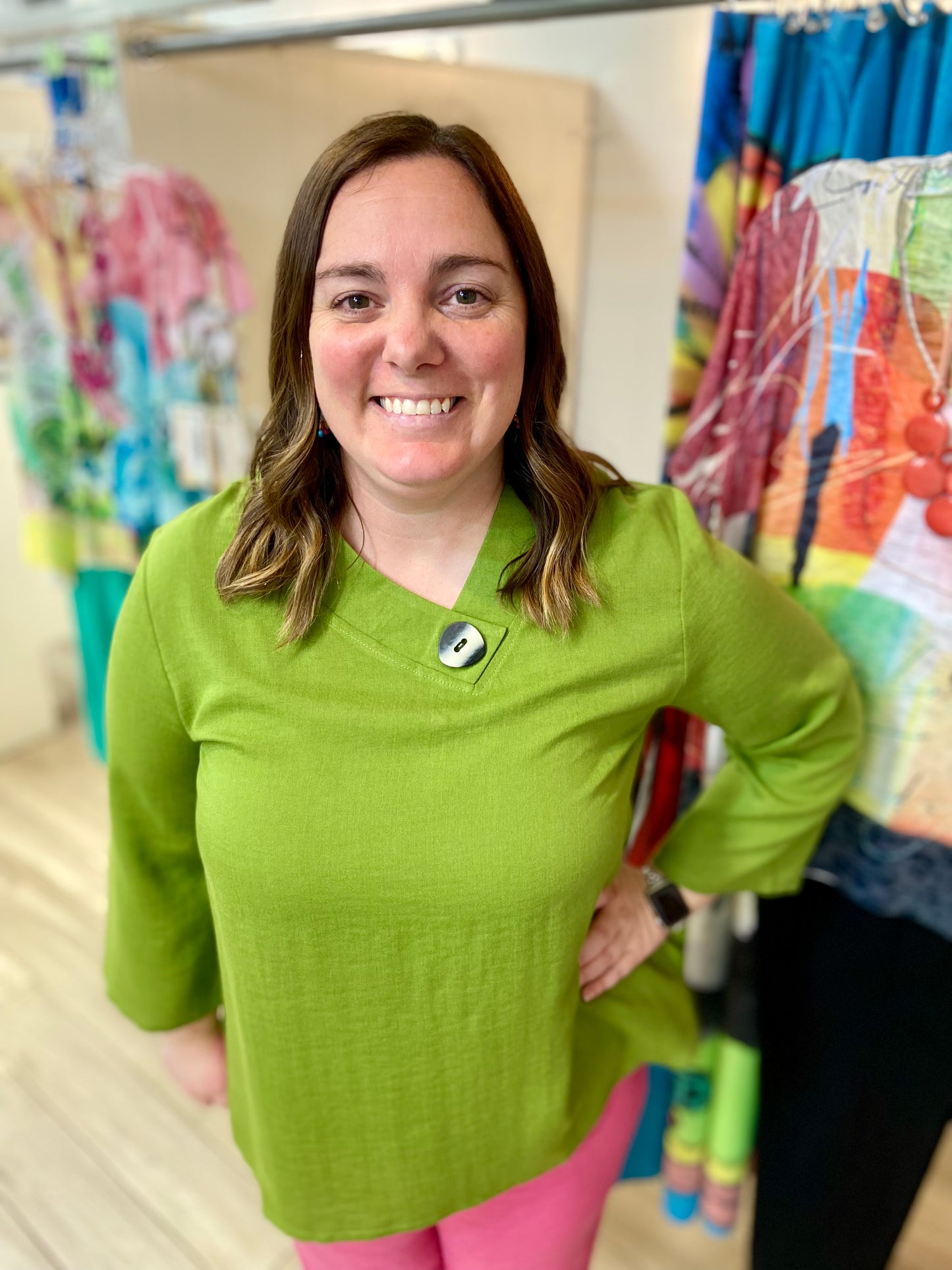 Fridaze AA368 Button Neck Top