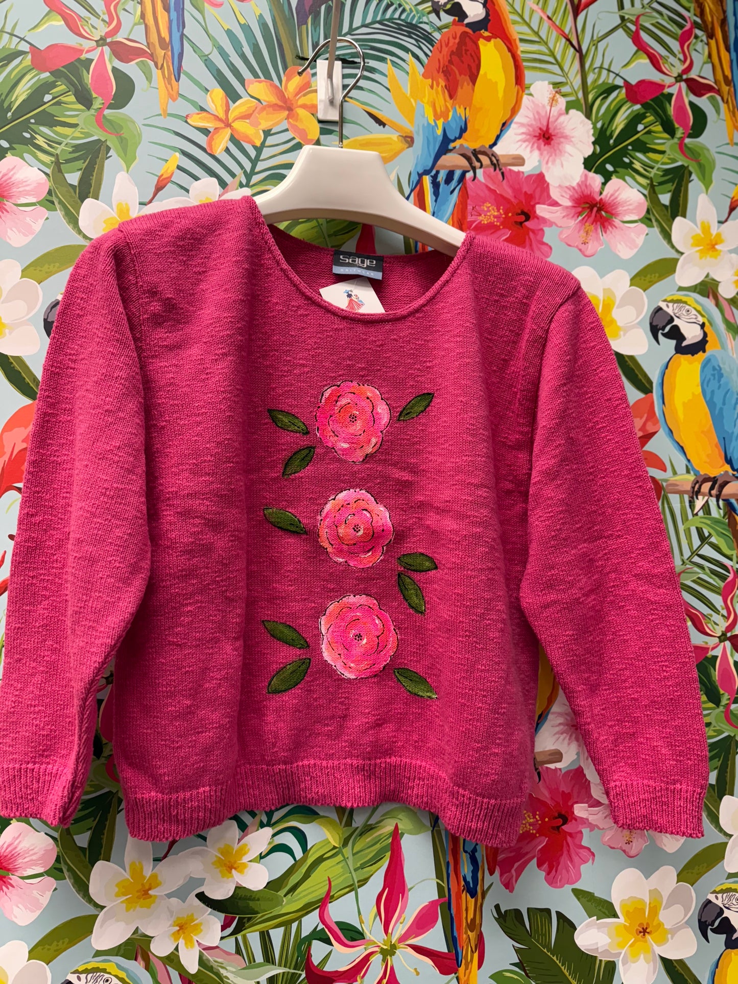 LisaLou Triple Rose Painted Sweater