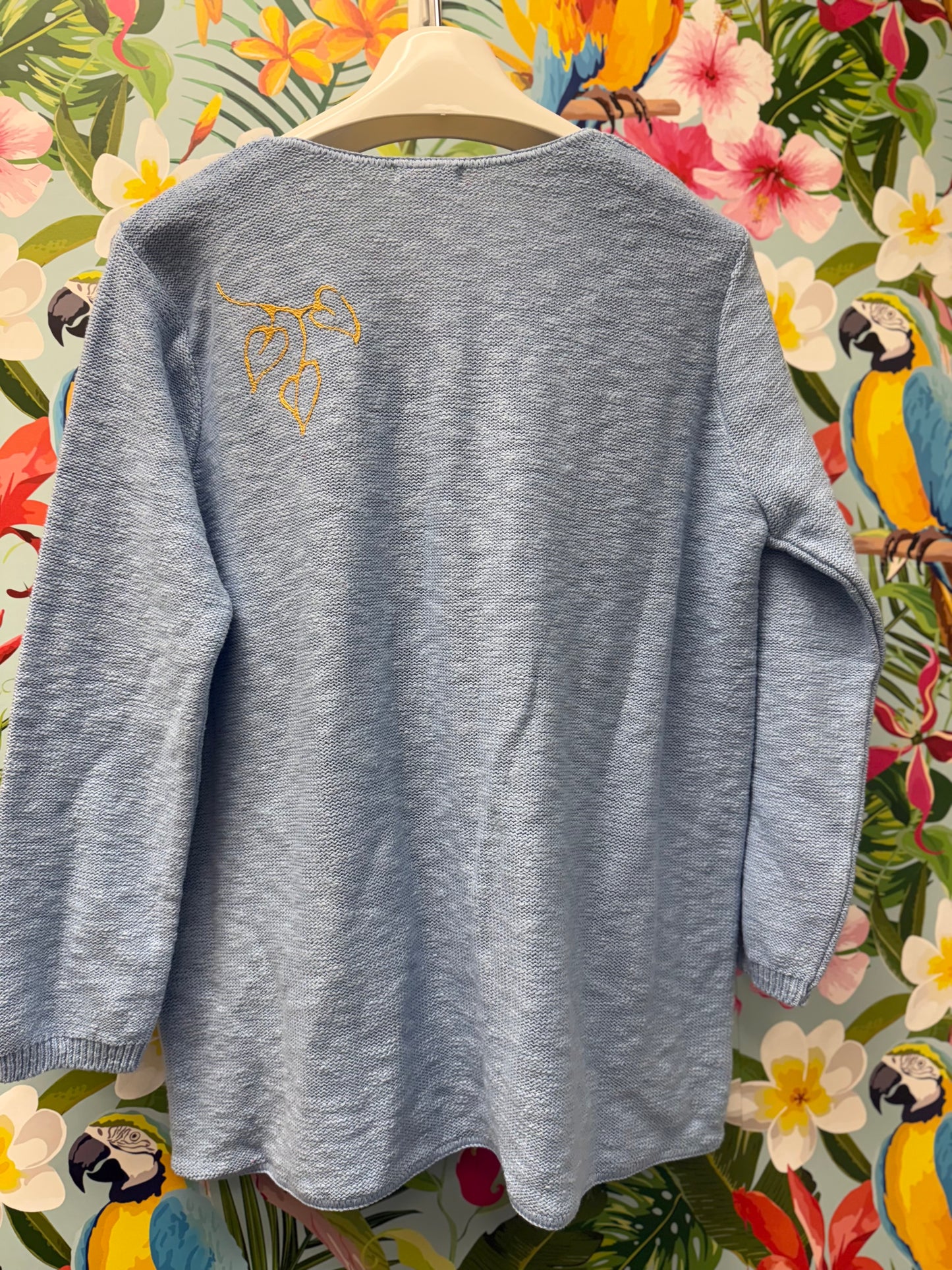 Peg Painted Blue Sky Palms Sweater