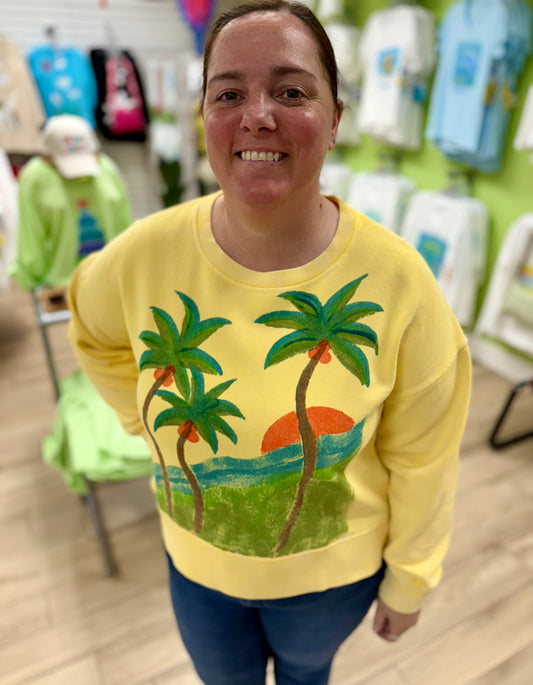 Peg Painted Palm Party Sweatshirt
