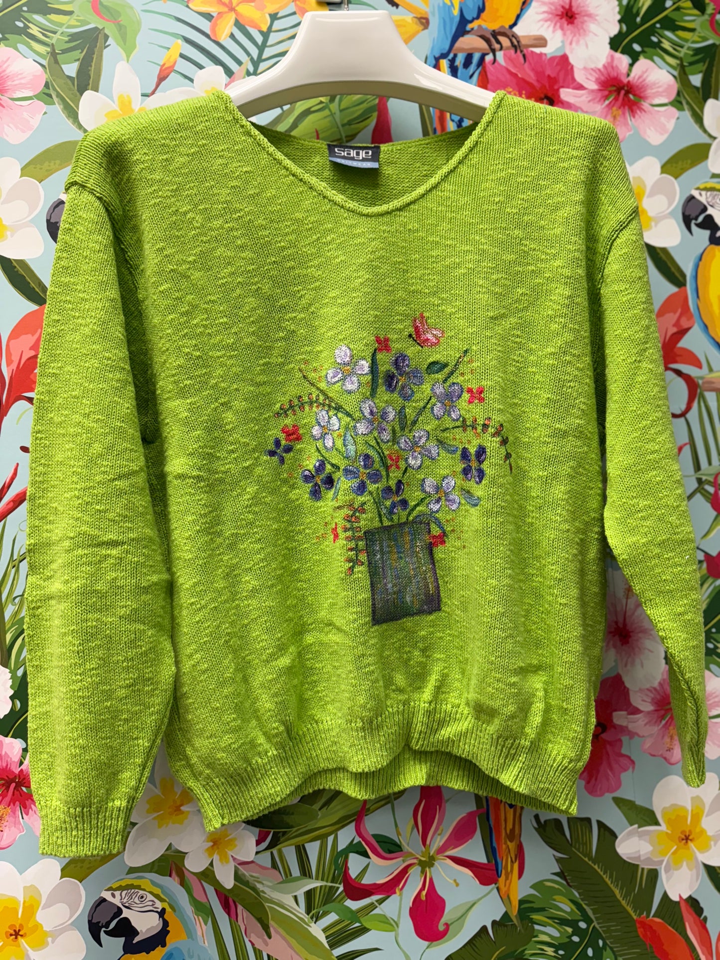 LisaLou Painted Floral Arrangement Sweater
