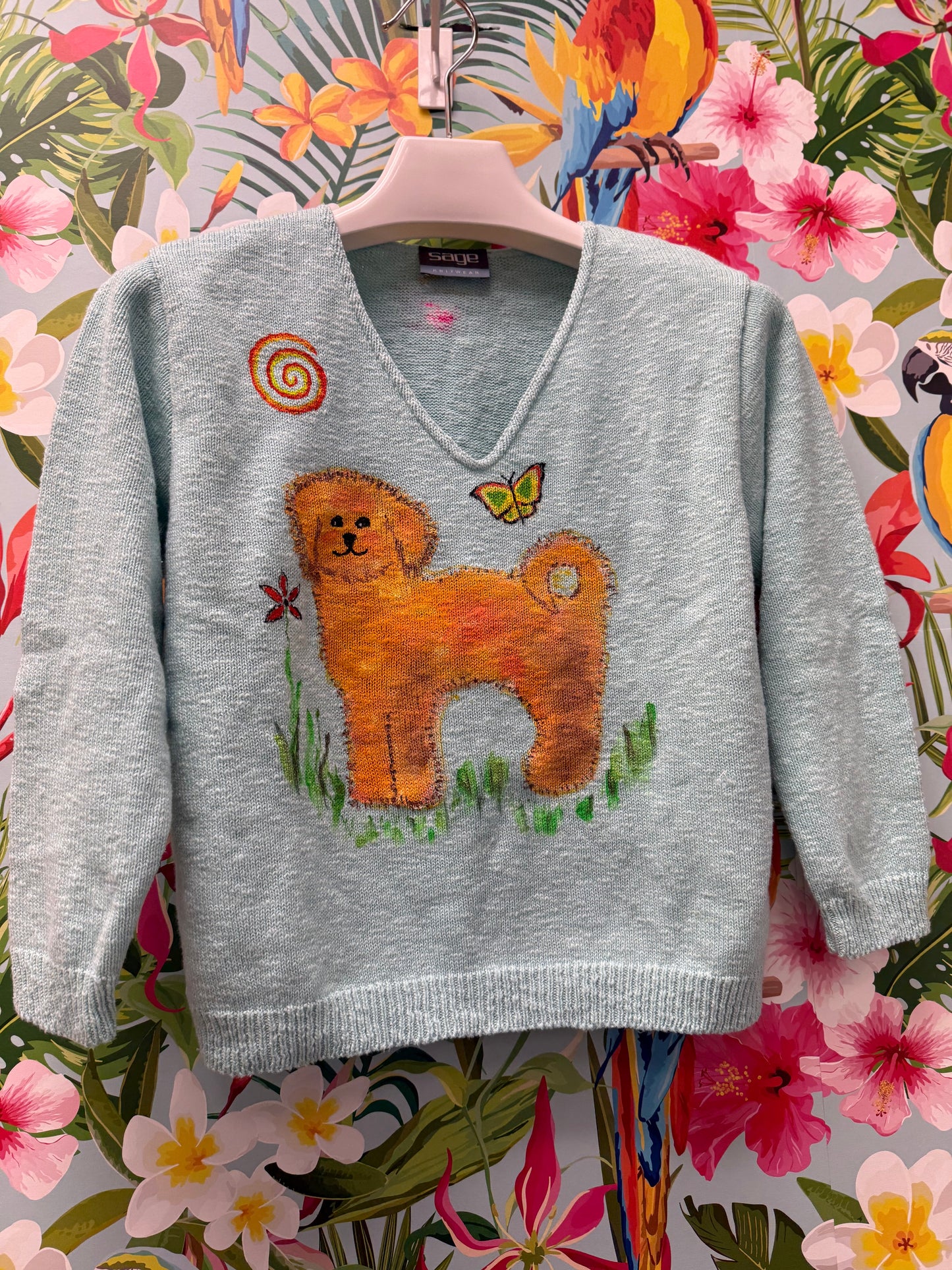 Rosamund Merrill Field of Dreams Dog Painted Sweater