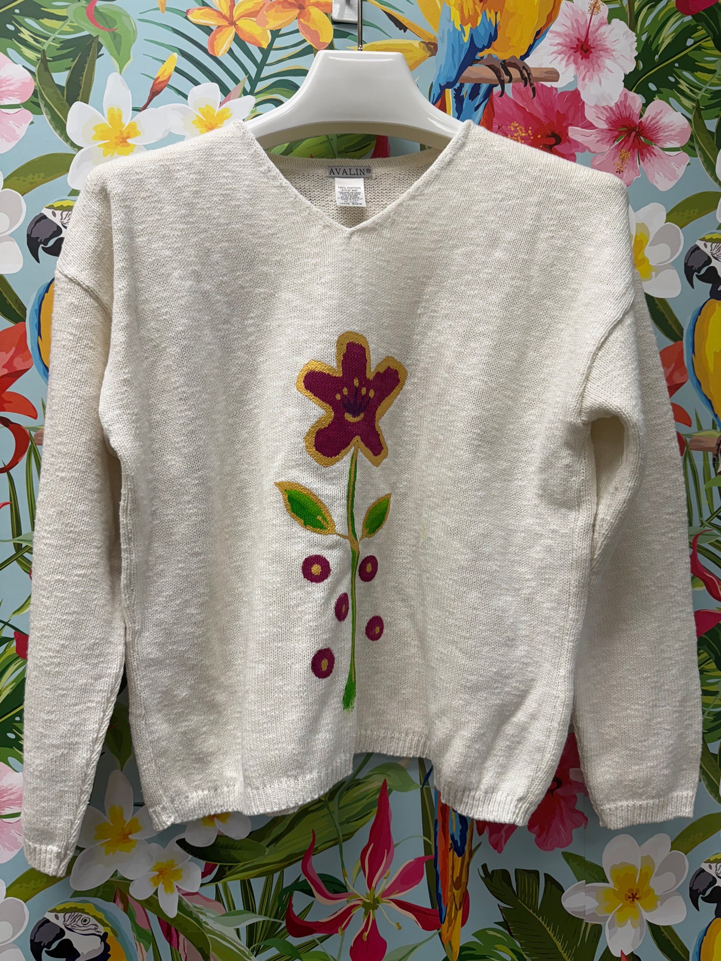 Peg Painted Magenta Center Flower Sweater