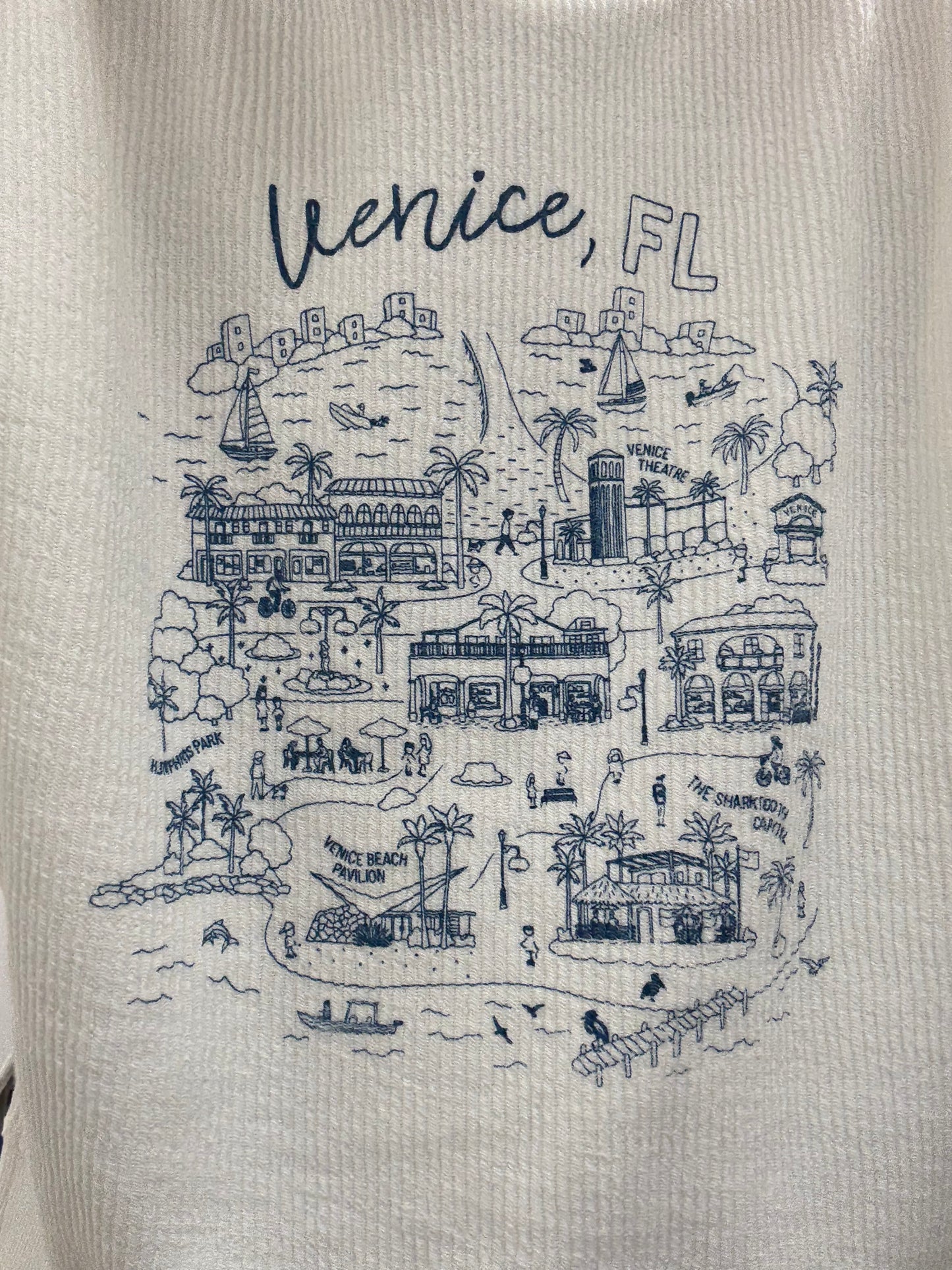 Boat House Venice Doodle Corded Pullover Top