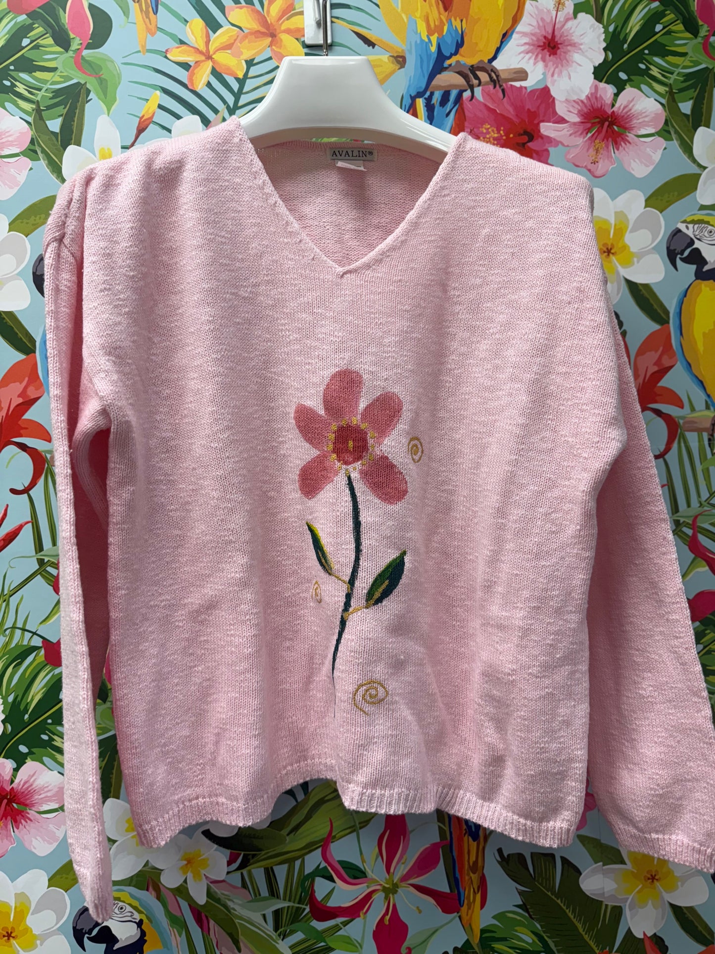 Peg Painted Pink Center Blooms Sweater