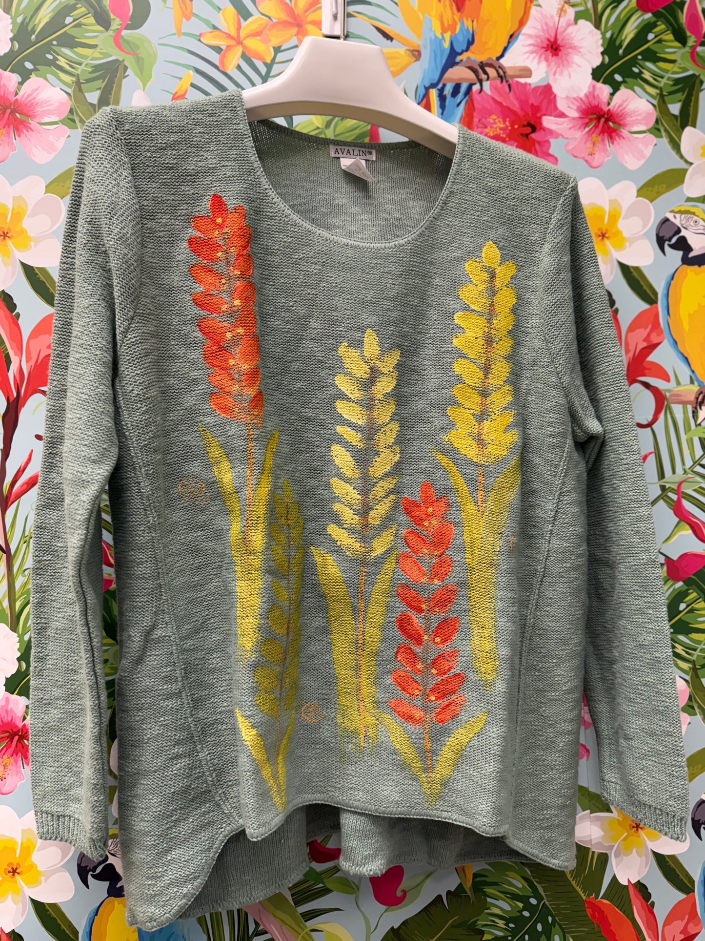 Peg Painted Sweater - Sage Floral