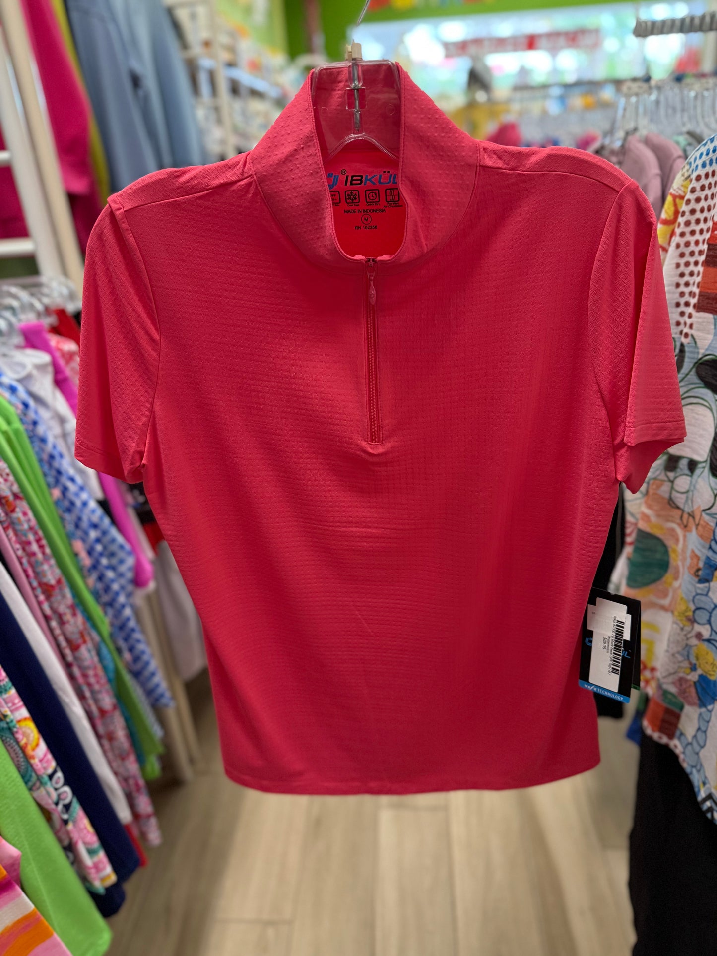 Ibkul 87000 Zip Mock Neck UPF Top