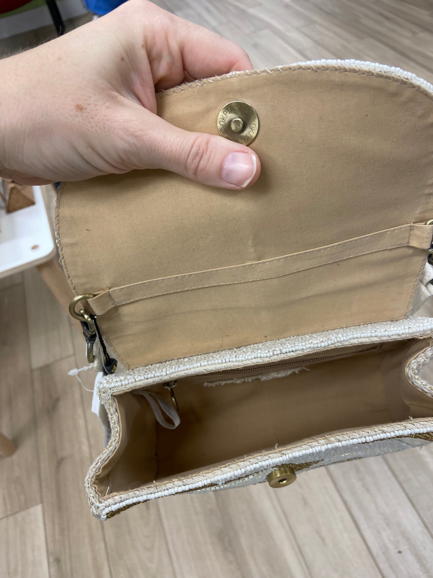 A & B Neutrals Beaded Bag