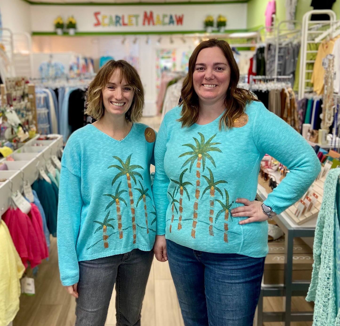 Peg Painted 5 Palm Party Sweater