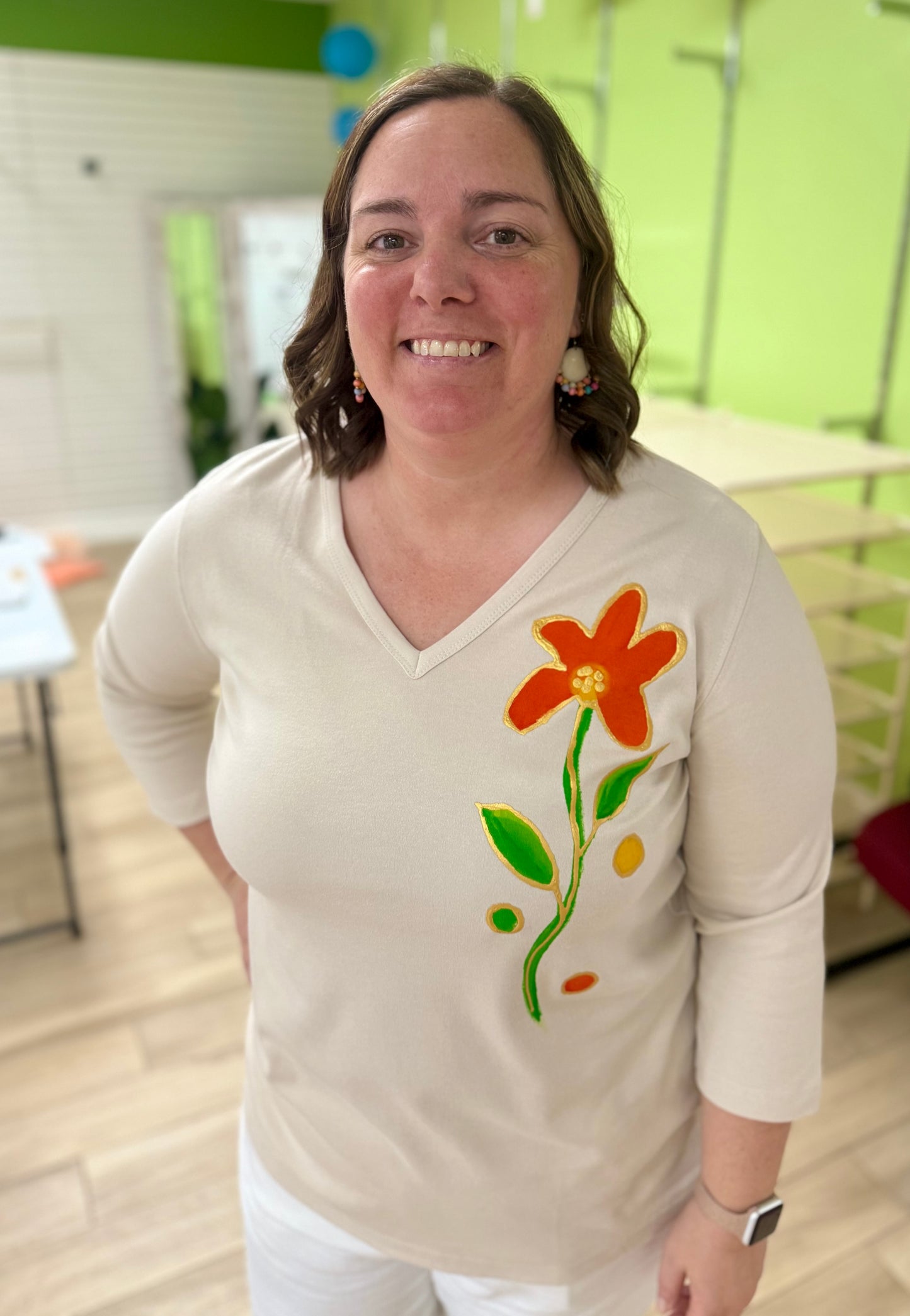Peg Painted Solo Side Flower Top