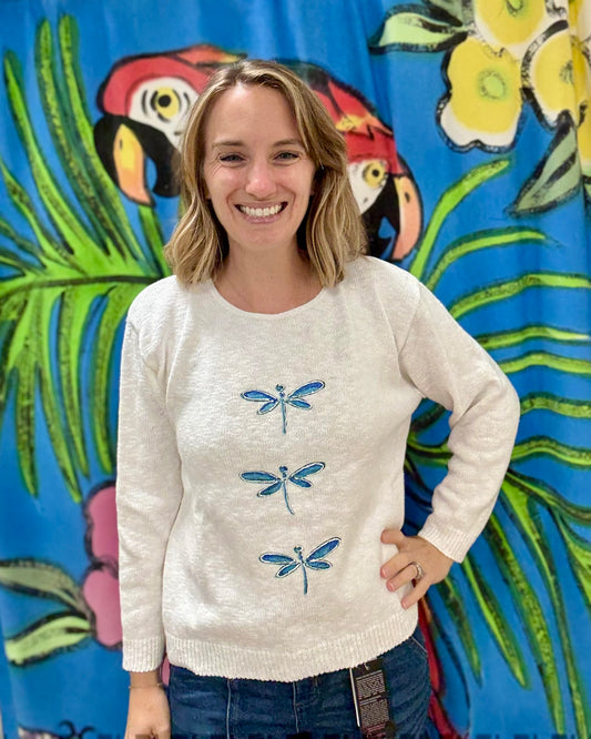 LisaLou Dragonfly Trio Painted Sweater