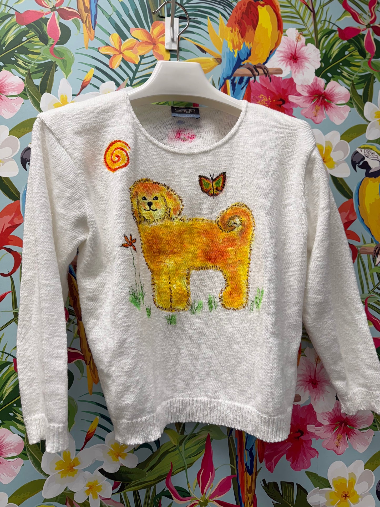 Rosamund Merrill Field of Dreams Dog Painted Sweater
