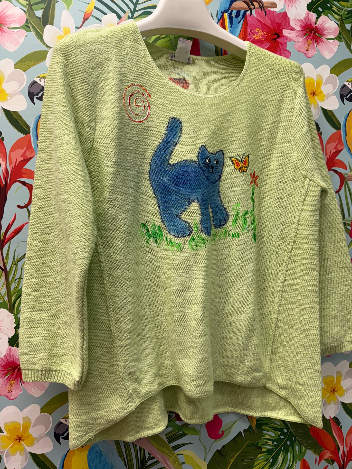 Rosamund Merrill Field of Dreams Cat Painted Sweater
