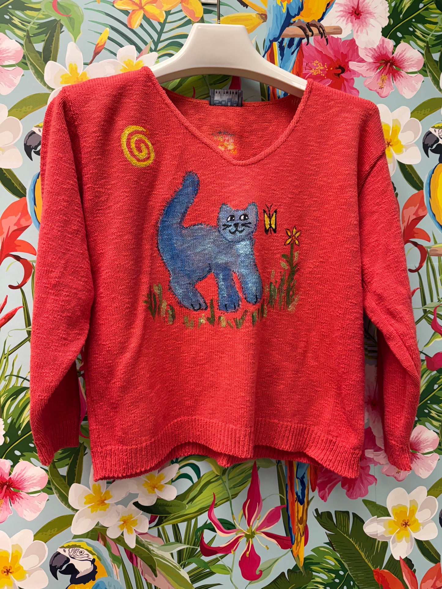 Rosamund Merrill Field of Dreams Cat Painted Sweater