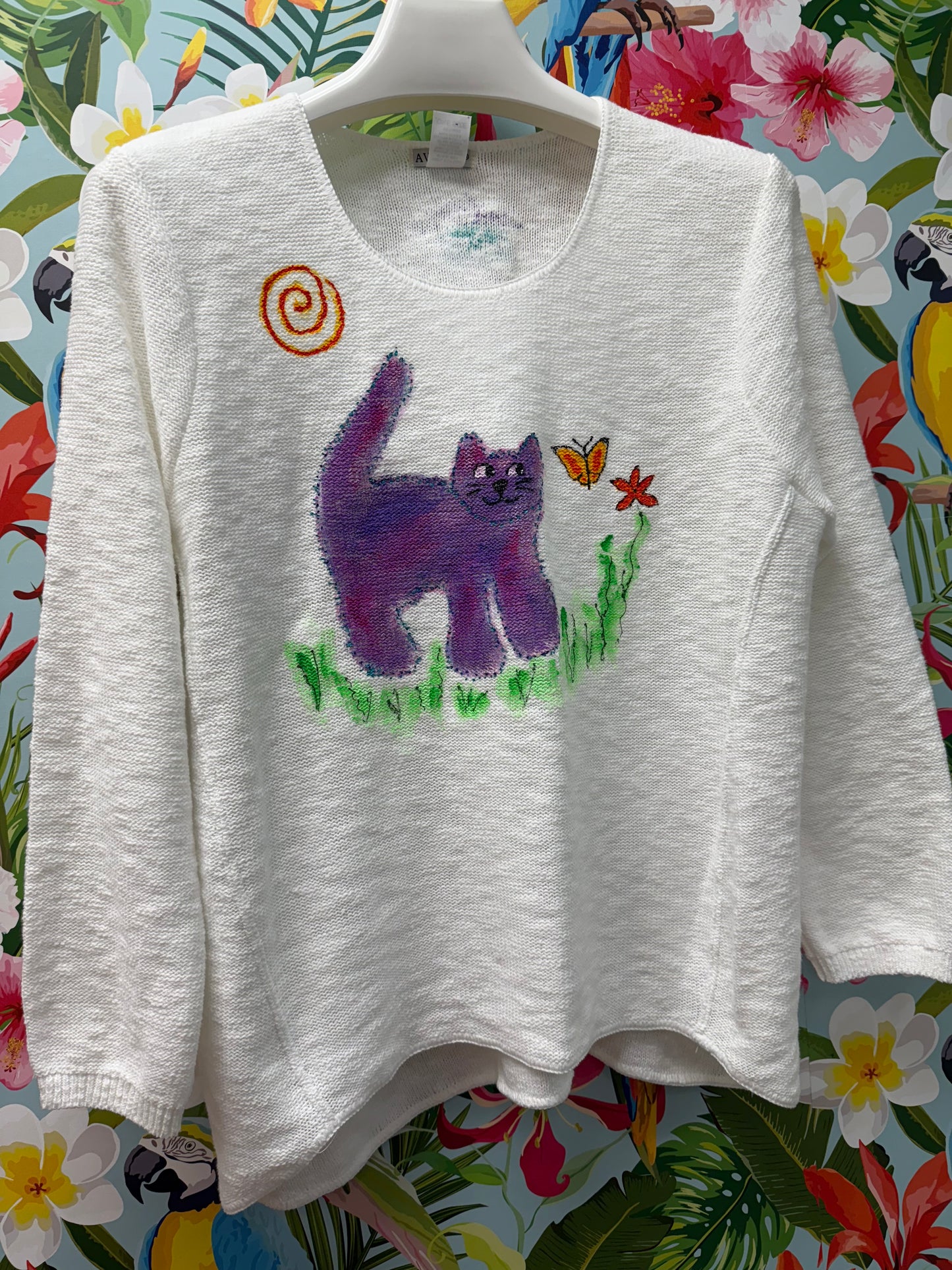 Rosamund Merrill Field of Dreams Cat Painted Sweater