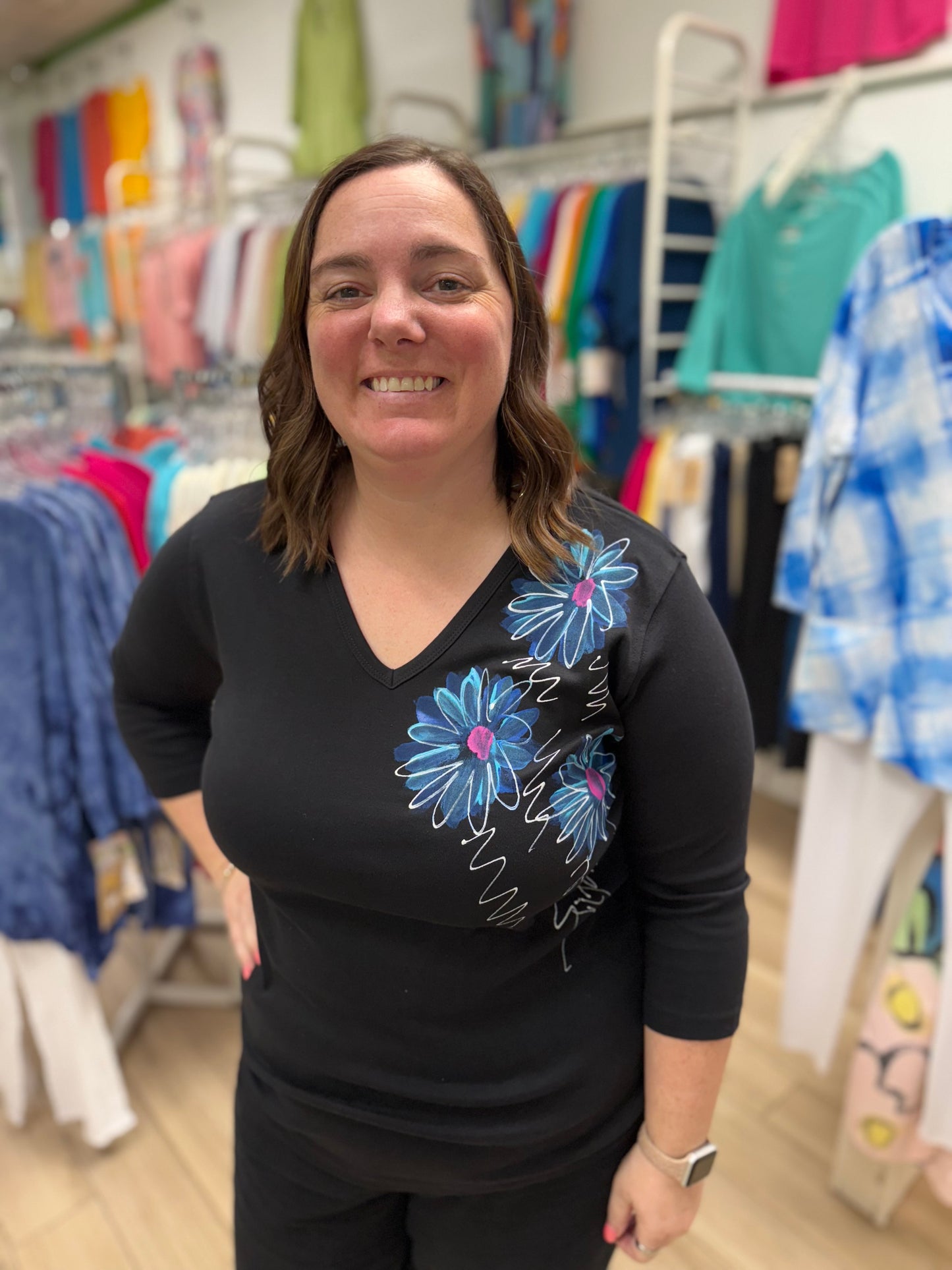 Victoria Scribble Floral Painted Top