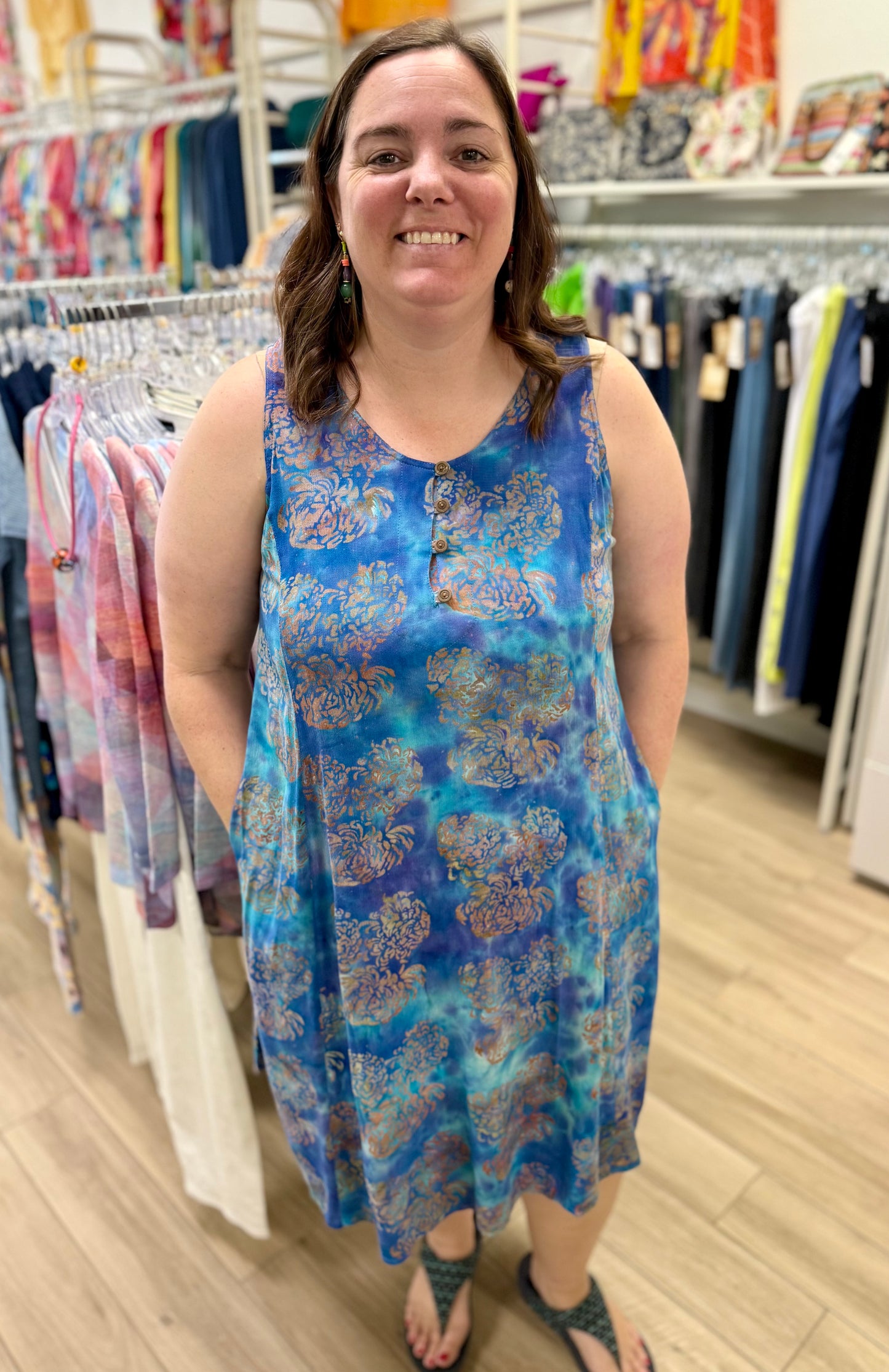 Lost River 1059 Button Neck Dress