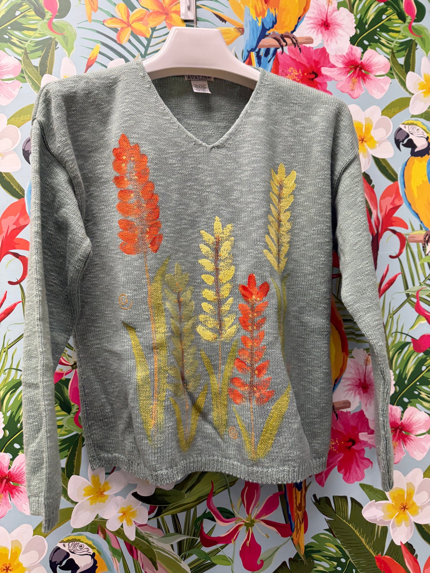 Peg Painted Sweater - Sage Floral