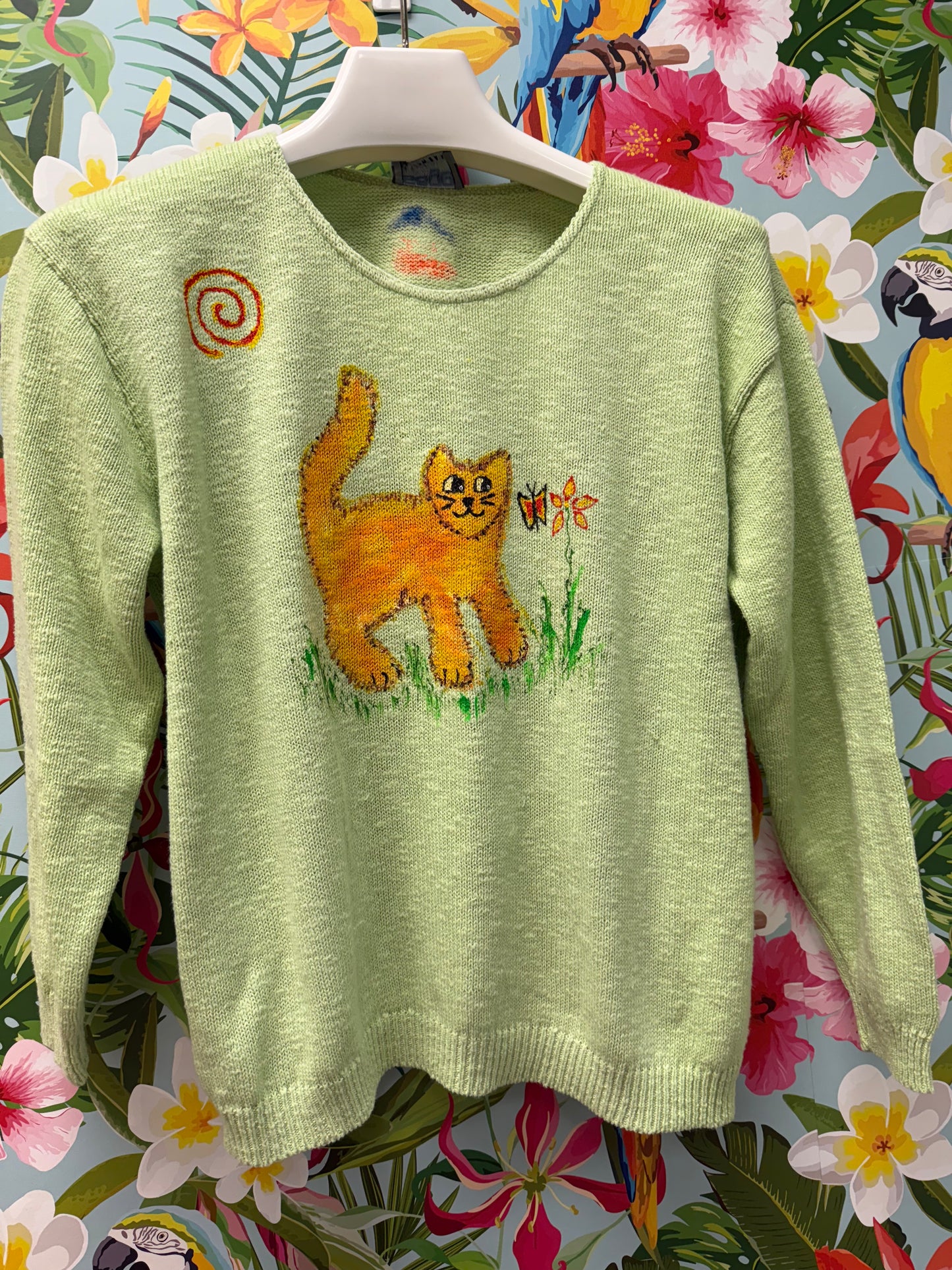Rosamund Merrill Field of Dreams Cat Painted Sweater