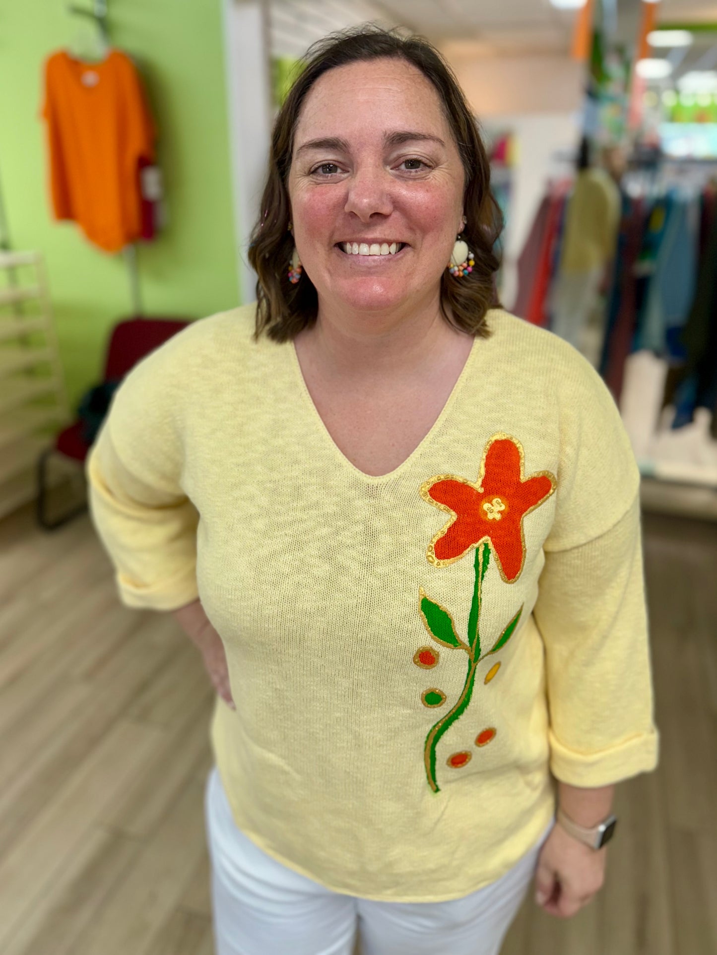 Peg Painted Solo Side Bloom Sweater