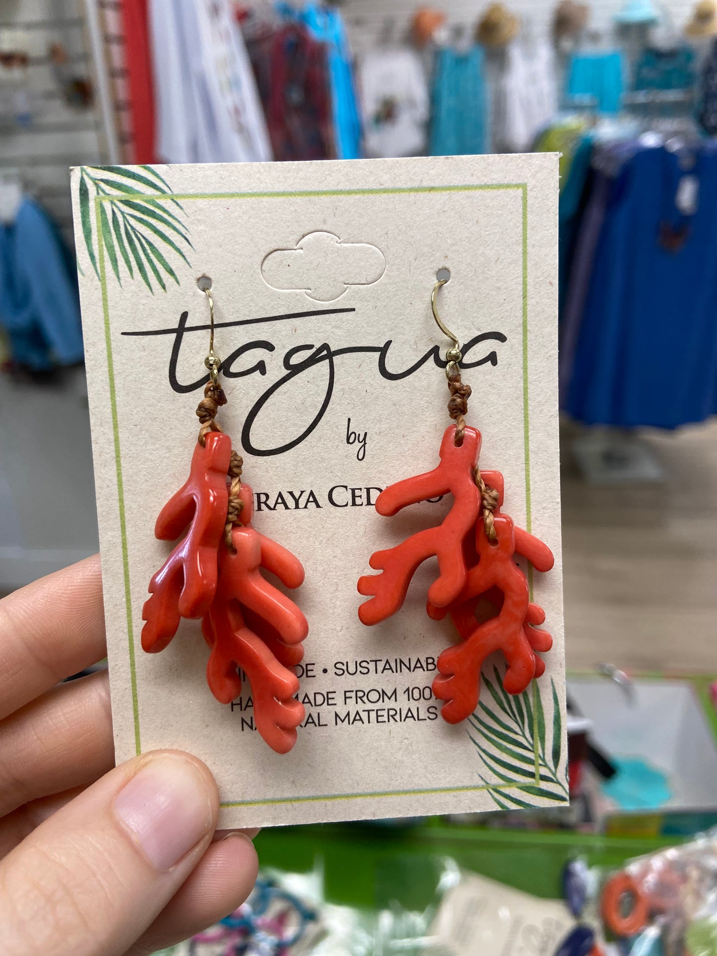 Tagua Addison Coral Earring