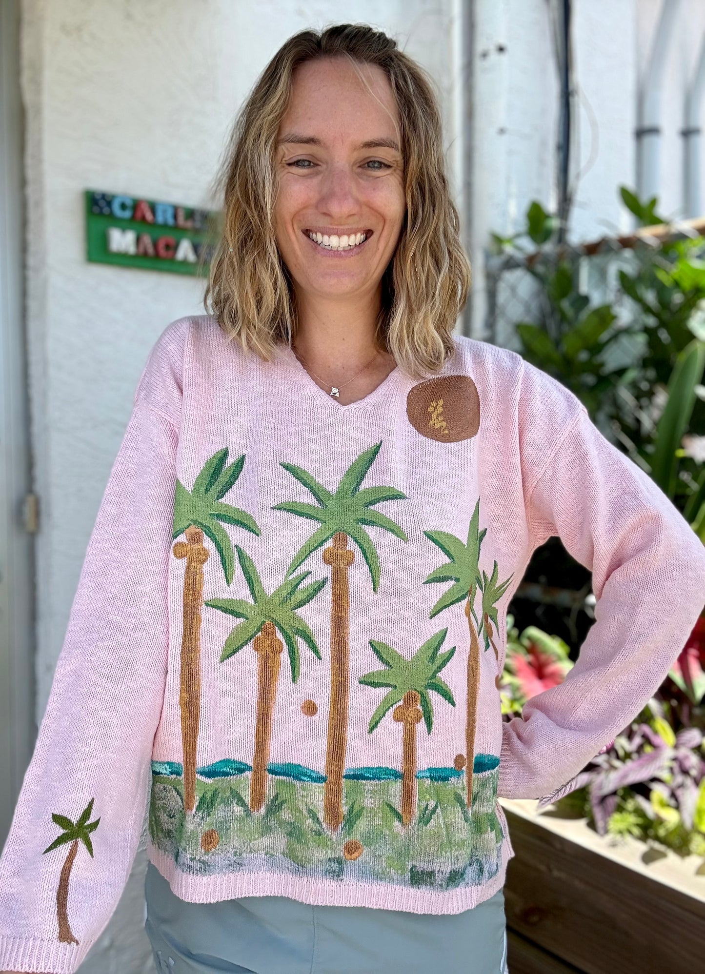 Peg Painted 5 Palm Party Sweater