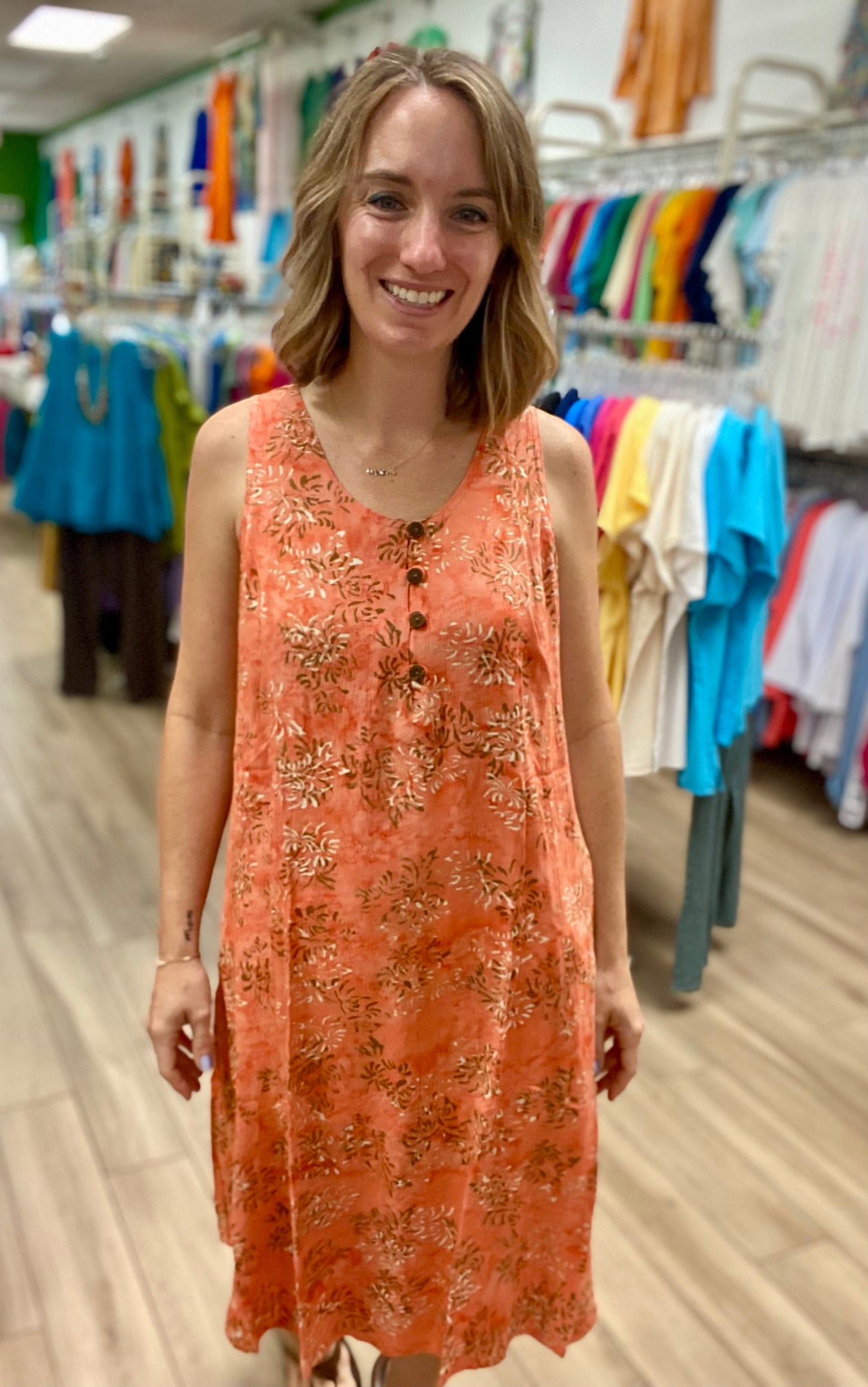 Lost River 1059 Button Neck Dress