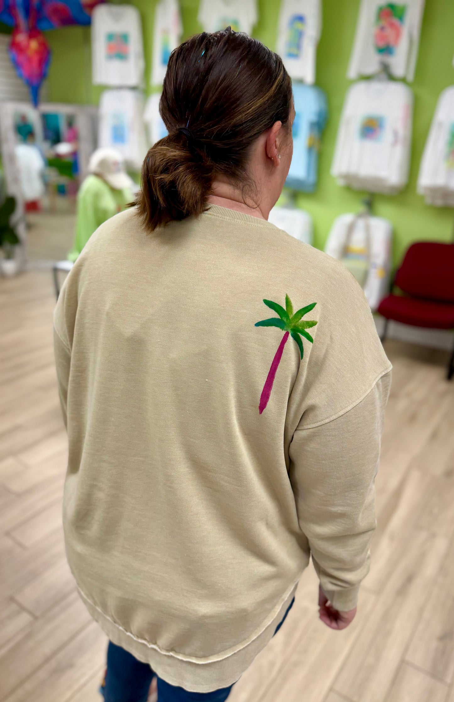 Peg Painted Twin Palms Sweatshirt
