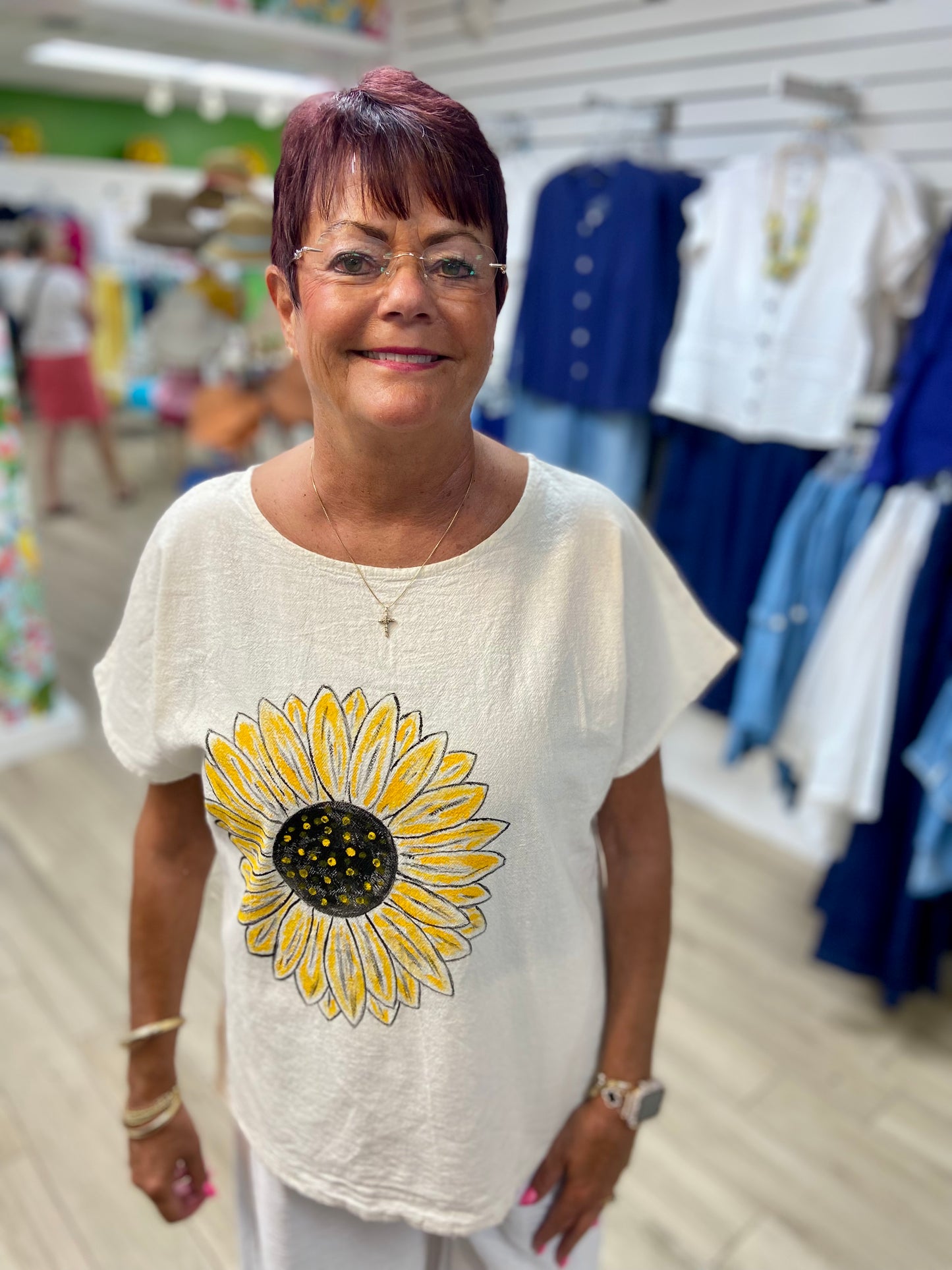 LisaLou 68 Painted Sunflower Top