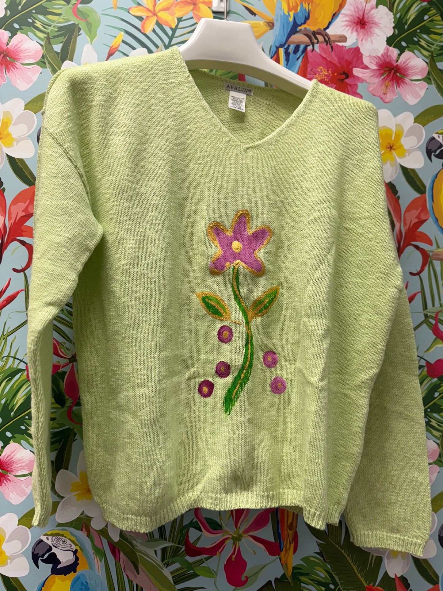 Peg Painted Magenta Center Flower Sweater