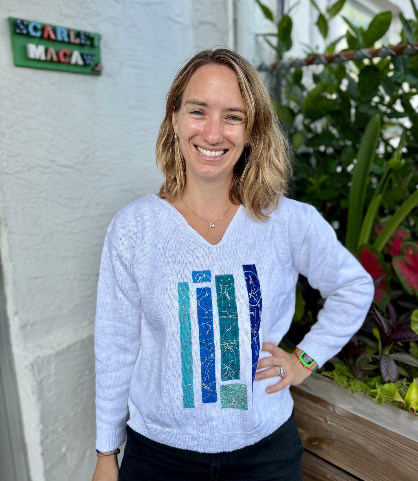 MoMo Sweater - Blue Bars