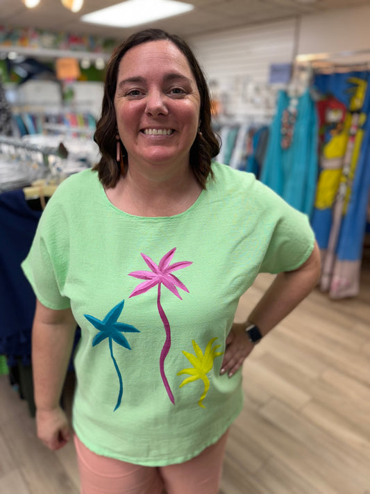 Peg Painted 68 Bright Palm Trio Top