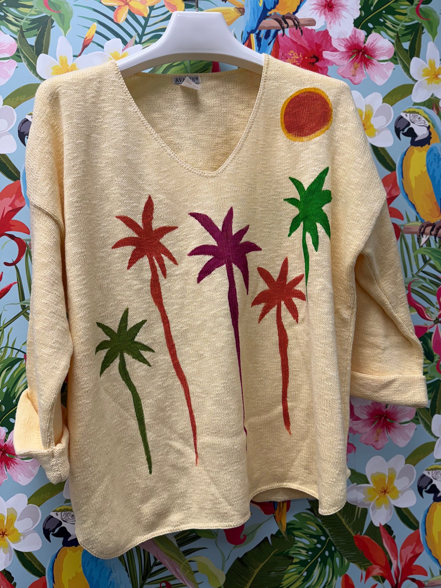 Peg Painted Sweater - 5 Bright Palms