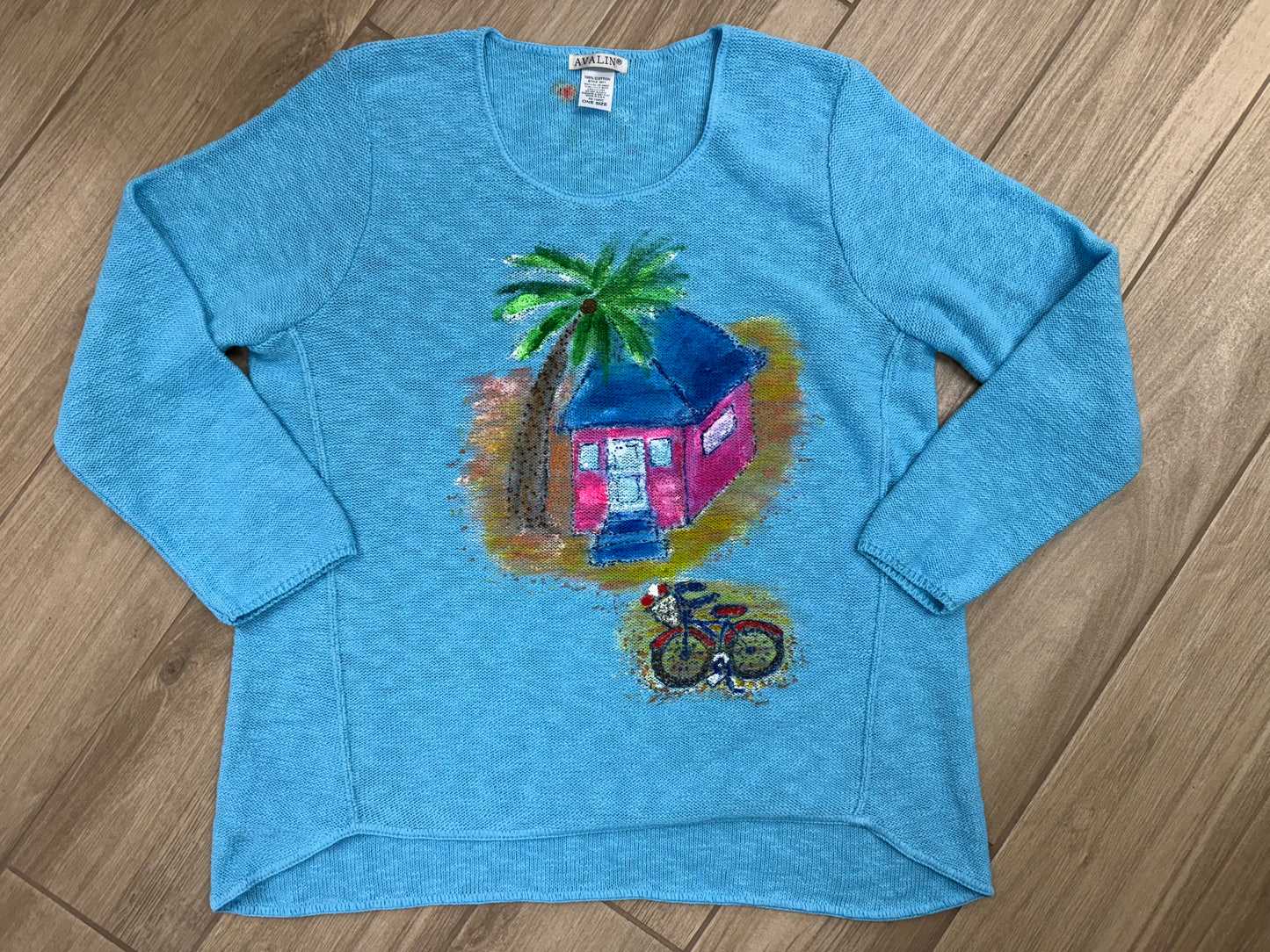 Rosamund Merrill Painted Beach House Bike Sweater