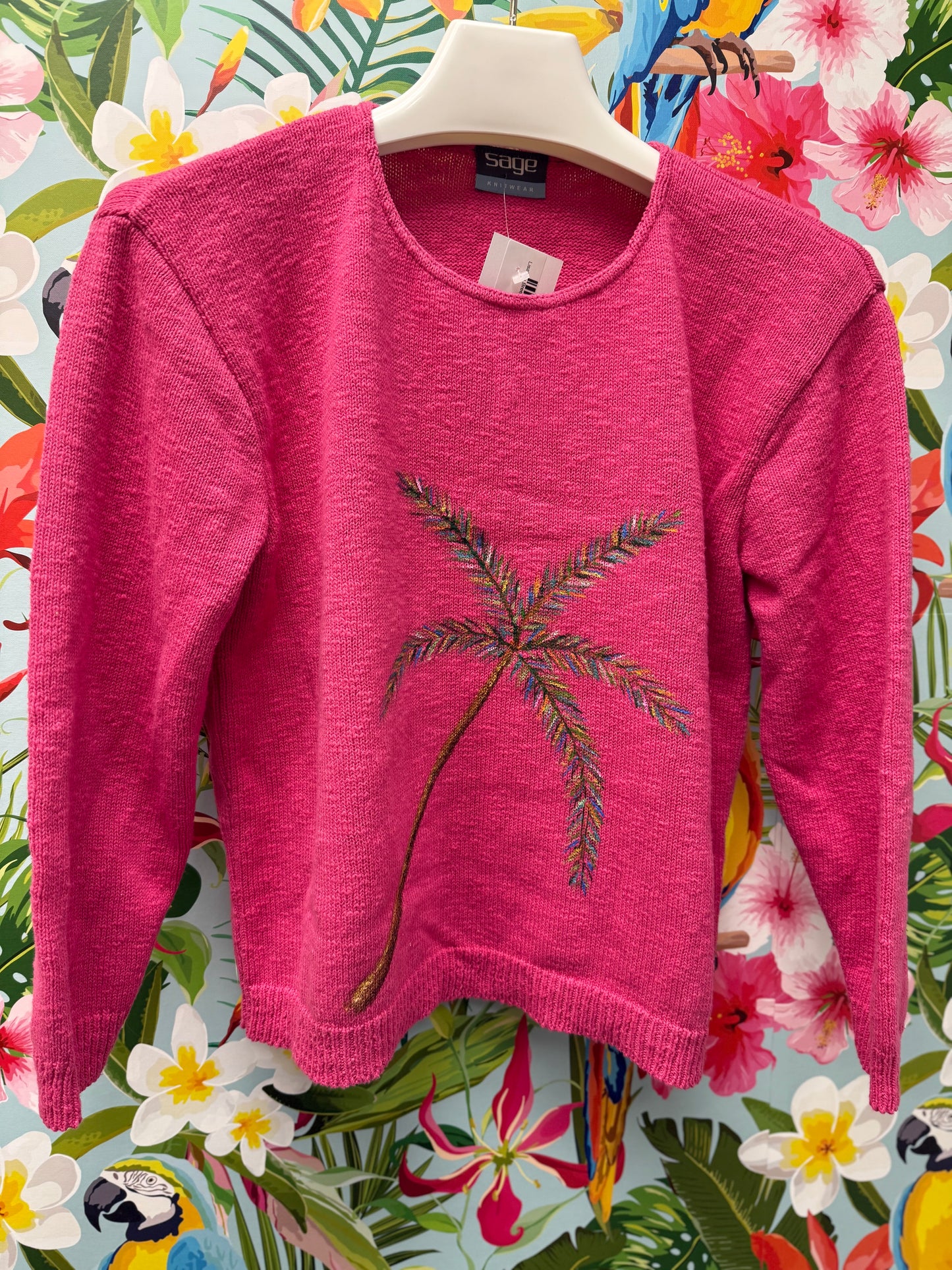 LisaLou Breezy Palm Tree Painted Sweater