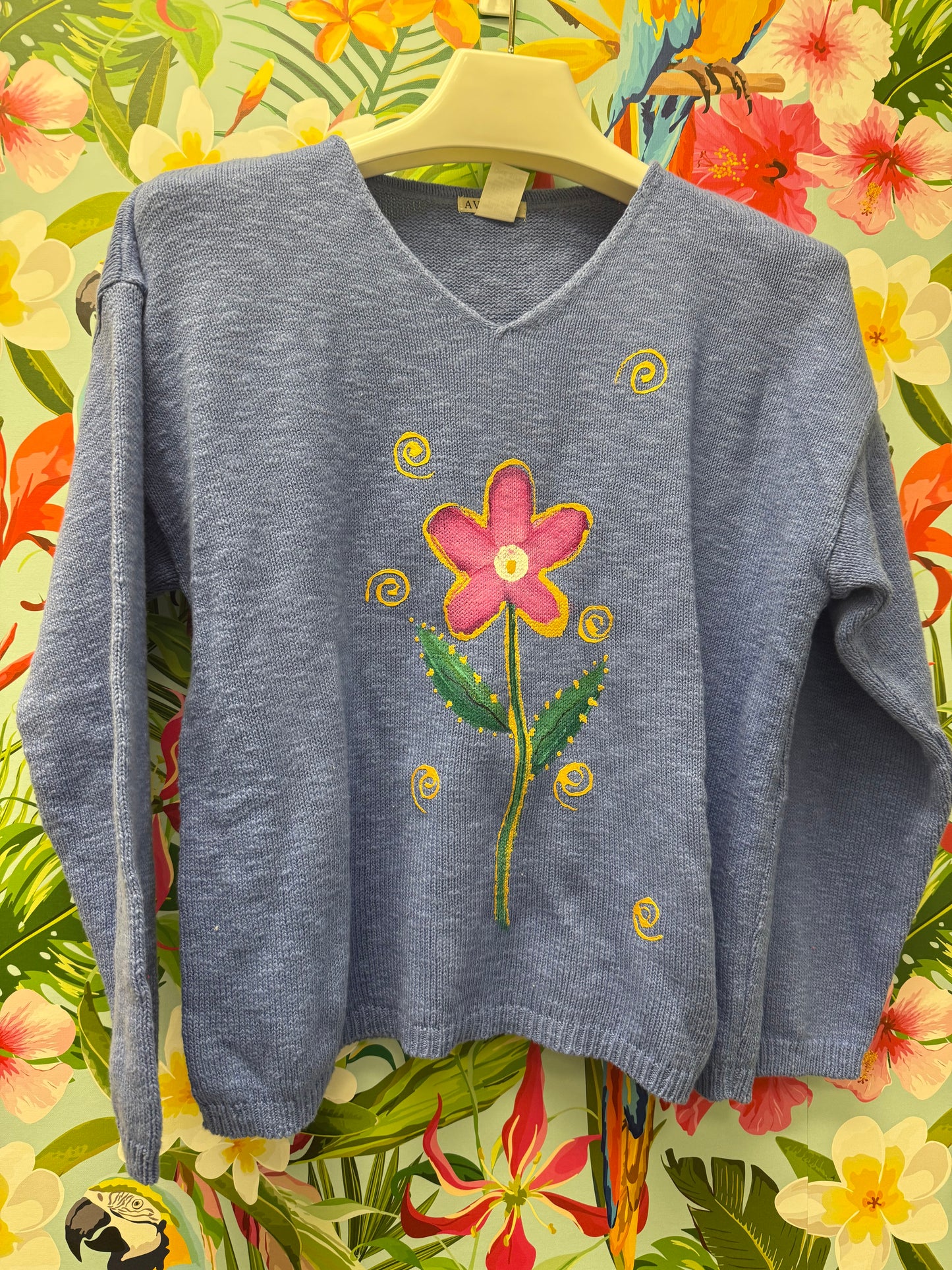 Peg Painted Magenta Center Flower Sweater