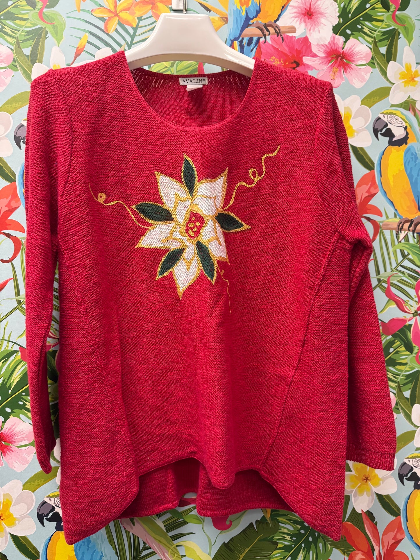 Peg Painted Poinsettia Sweater