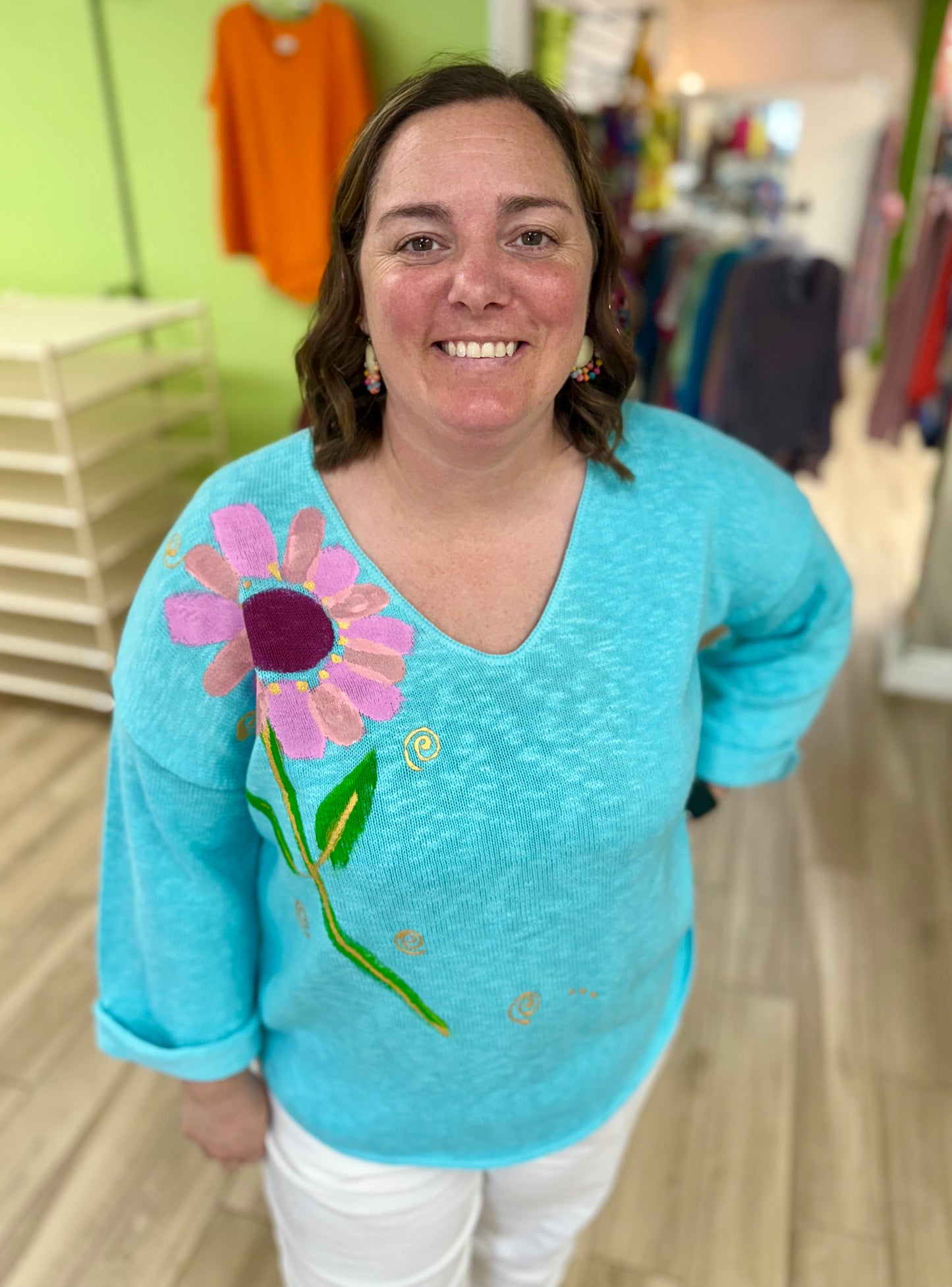 Peg Peach Petals Painted Sweater