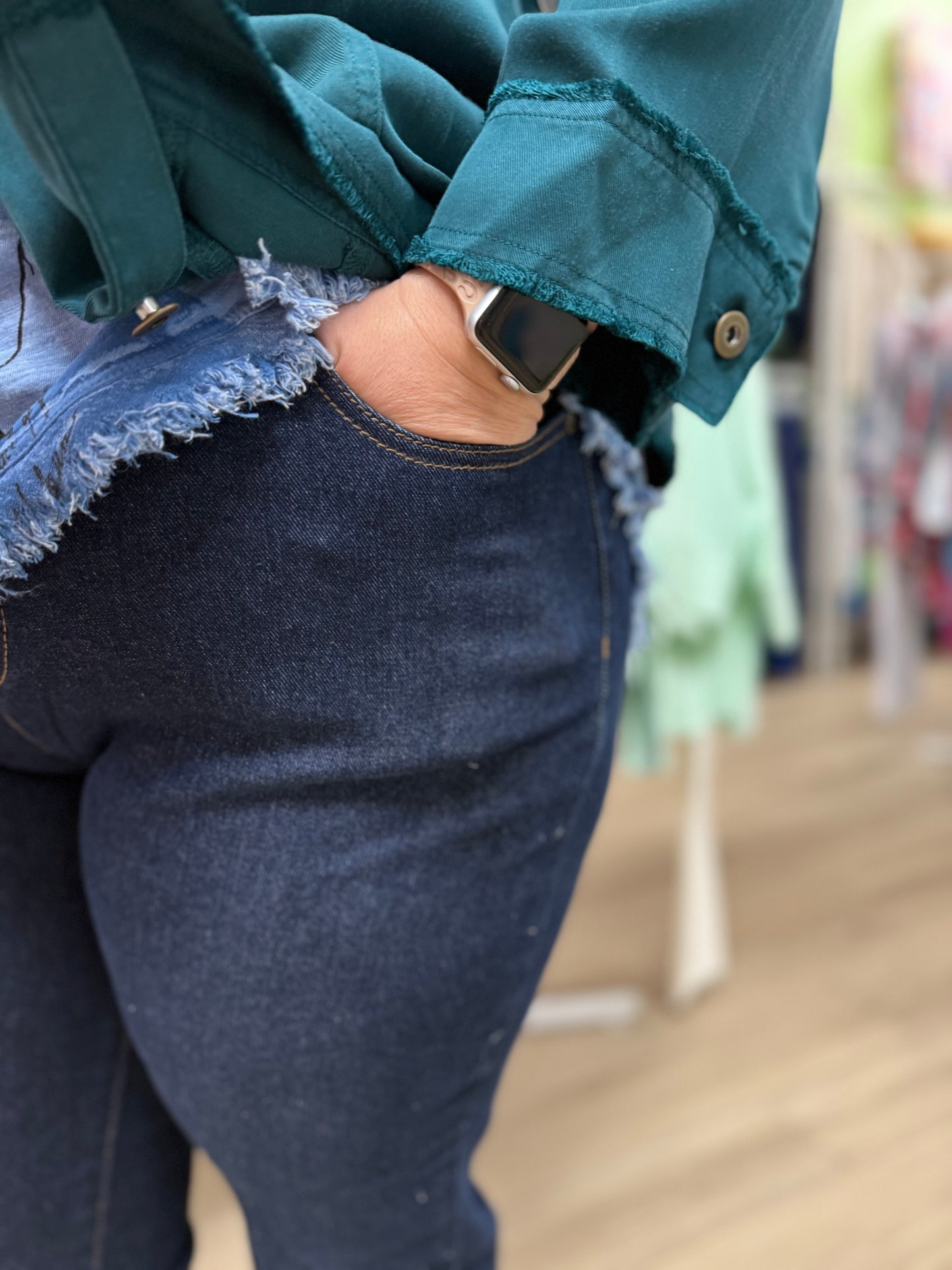 Multiples M35715PM Eyelet Fringe Jeans