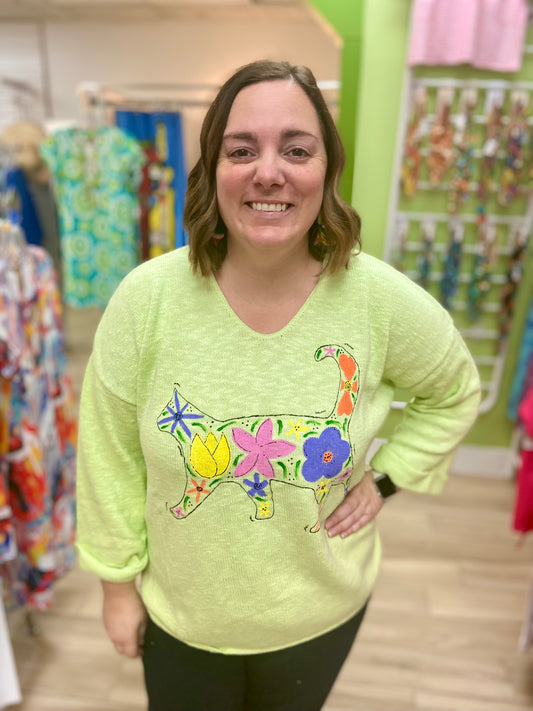 MoMo Sweater - Floral Feline