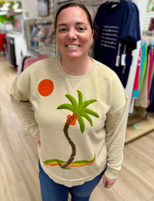 Peg Painted CoCo Palm Sweatshirt