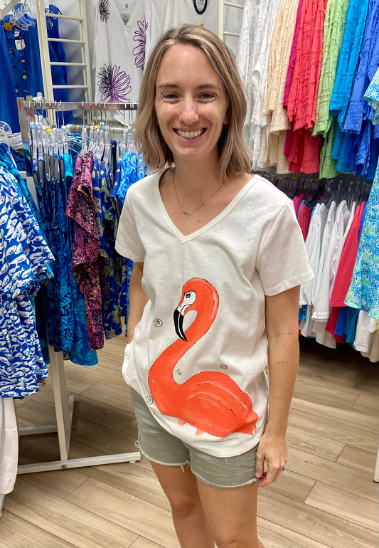 LisaLou Fancy Flamingo Painted Top
