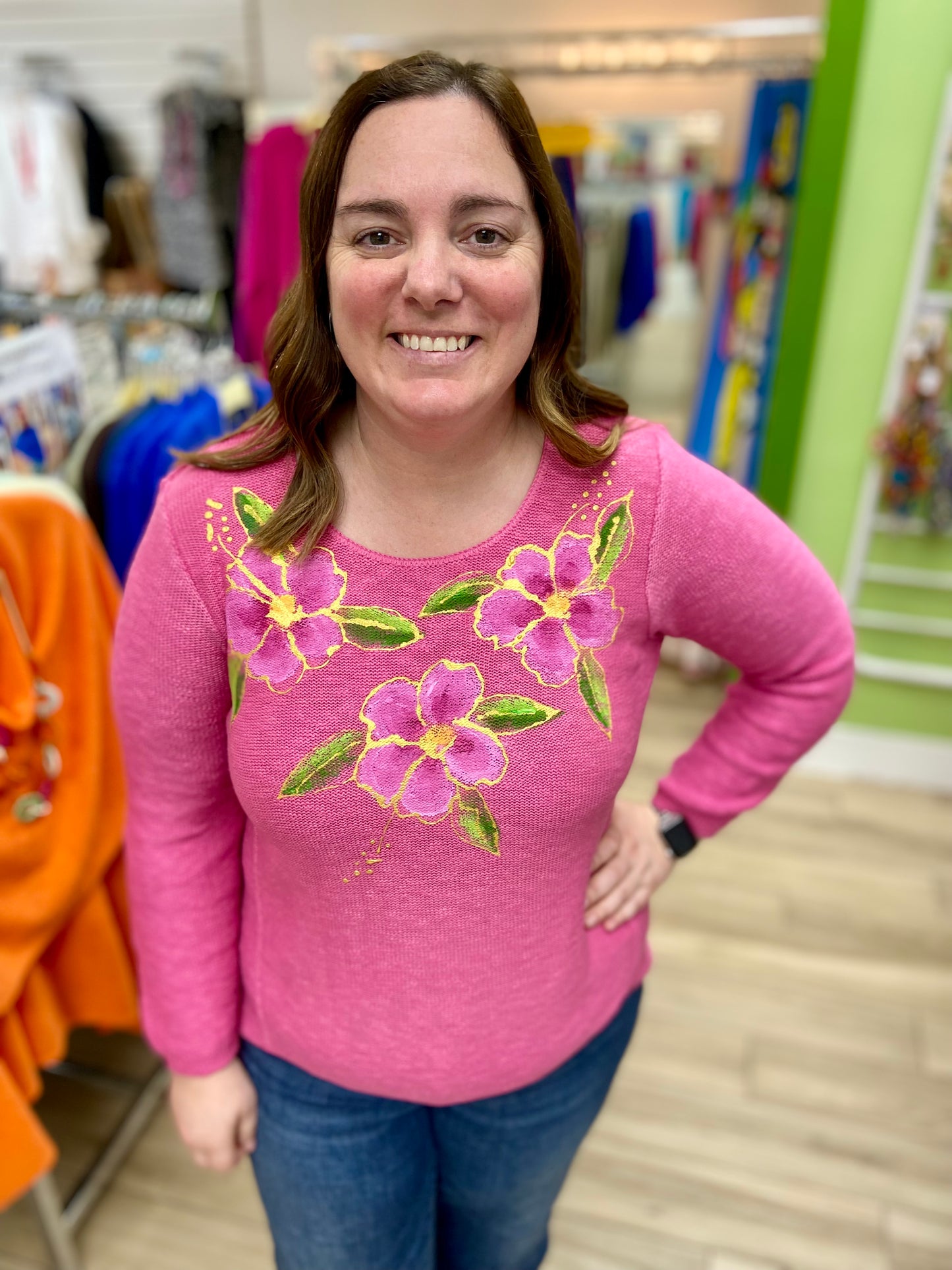 Peg Painted Hibiscus Sweater