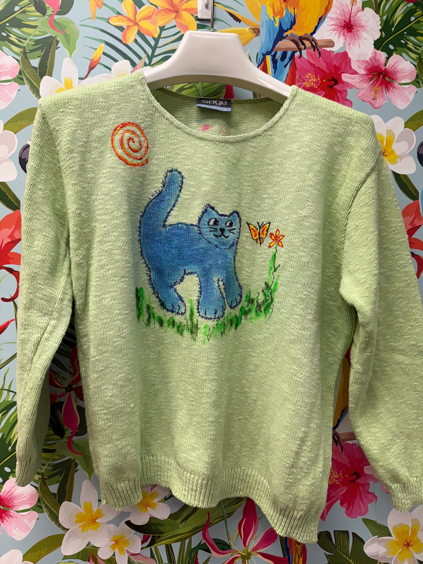 Rosamund Merrill Field of Dreams Cat Painted Sweater