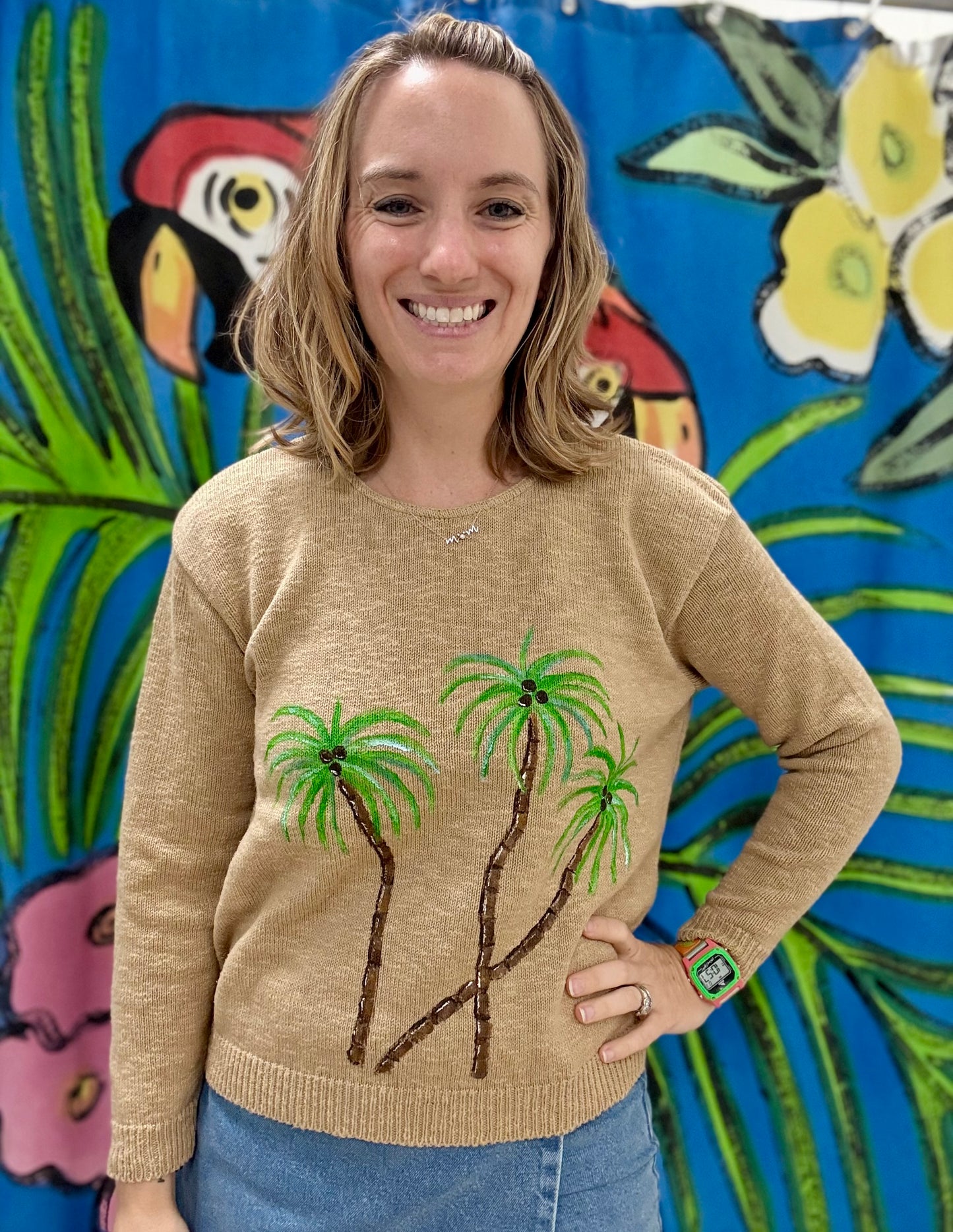 LisaLou Palm Trio Painted Sweater