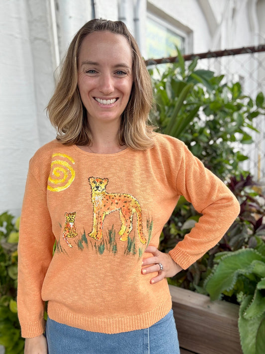 Rosamund Merrill Painted Cheetah Cats Sweater