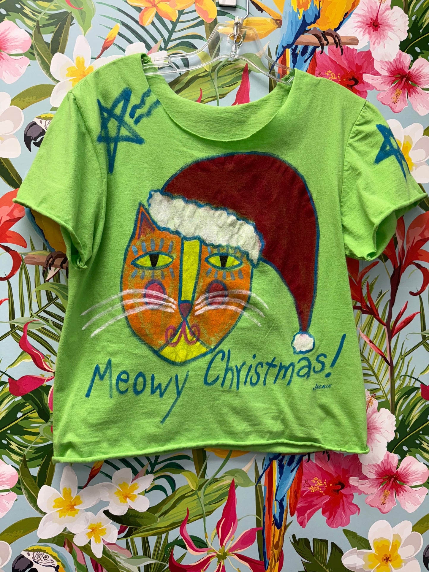 Jackie Ludtke Painted Meowy Christmas Top