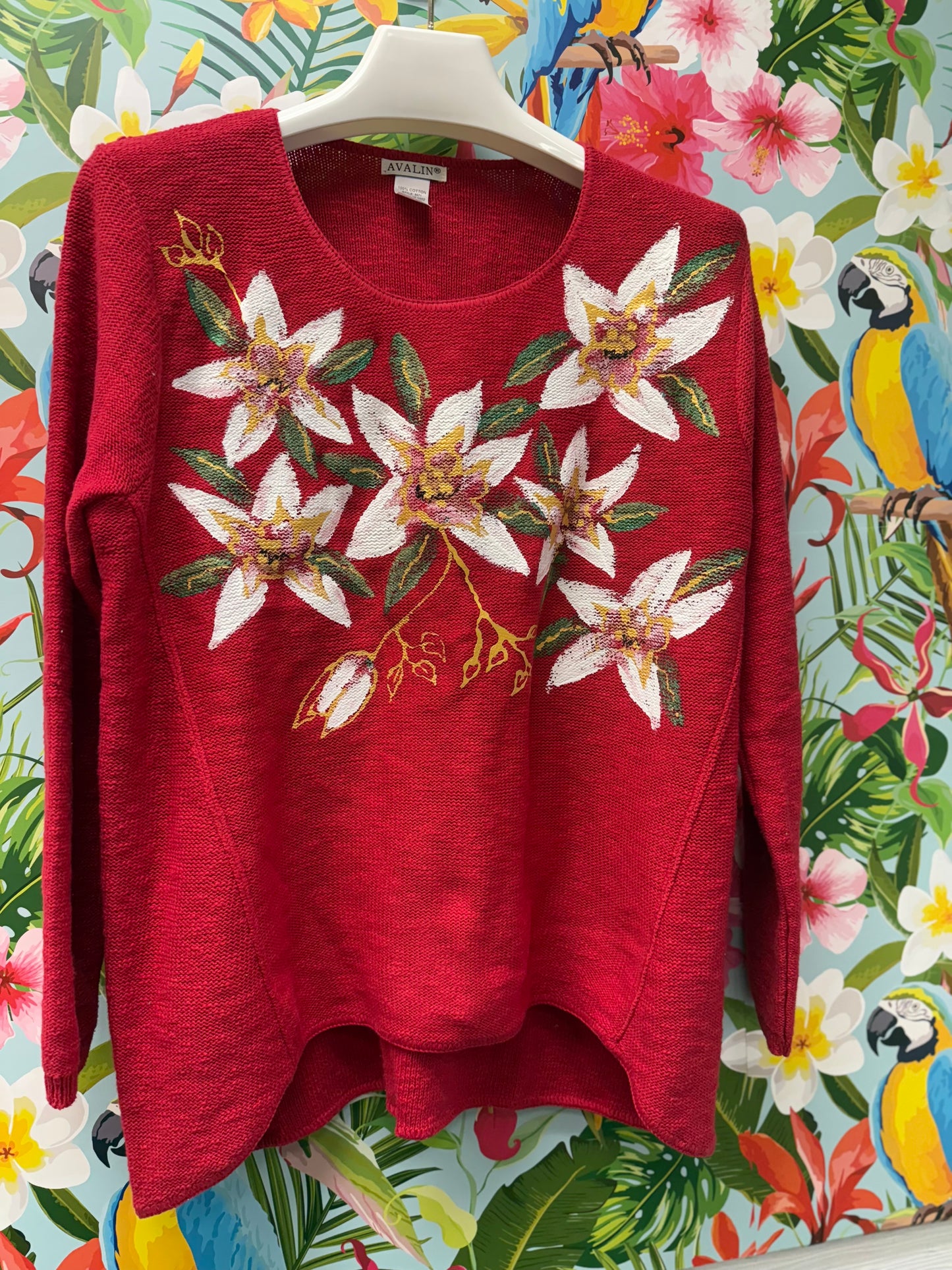 Peg Painted Poinsettia Sweater