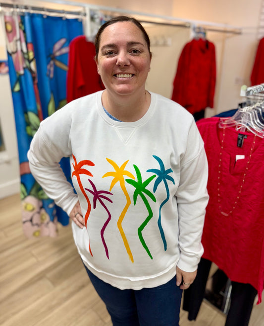 Peg Painted Bright Palm Party Sweatshirt