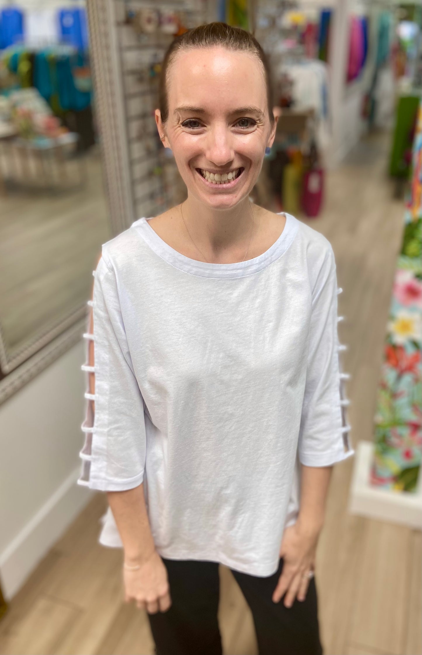 Wild Palms 1527 Ladder Sleeve Top